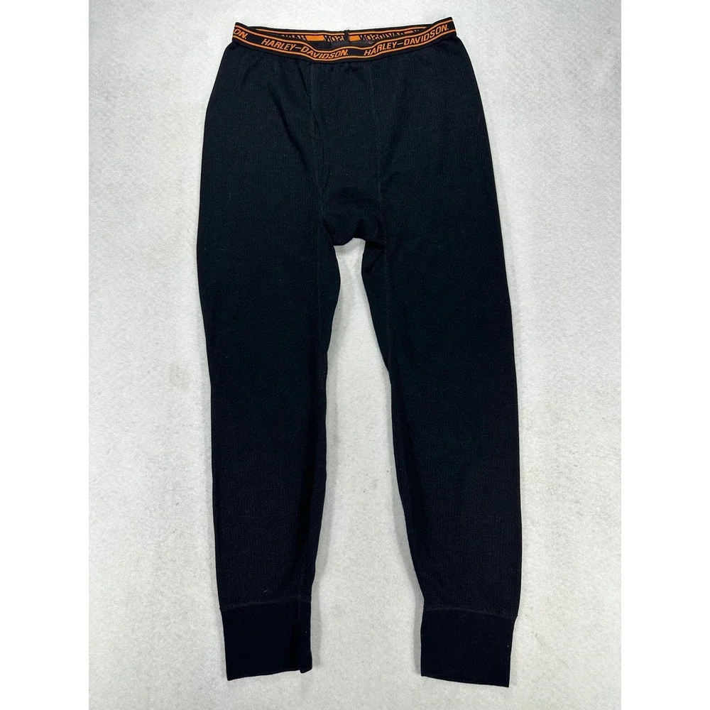 Harley-Davidson Mens Black Thermal Base Layer Pants X-Static Waffle Knit Medium